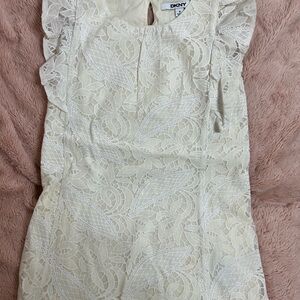 DKNY Cream Sheath Dress with Cap Sleeves for Weddings-Spring